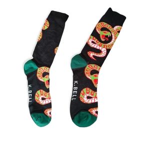K.Bell Men's Pair Socks Black Coiled Snake Socks Cotton Blend Socks